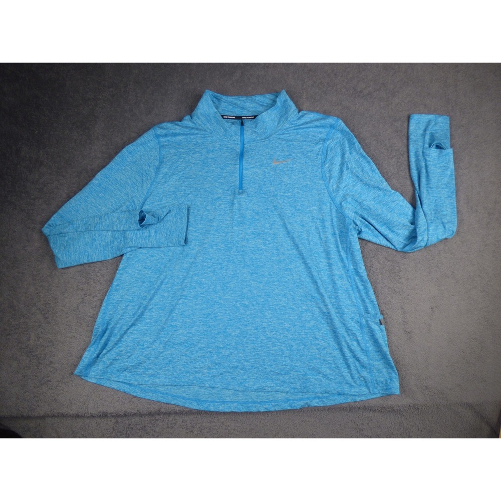 Nike Running Dri-FIT 1/4 Zip Pullover Mens 2X Blue Heather Long Sleeve Top